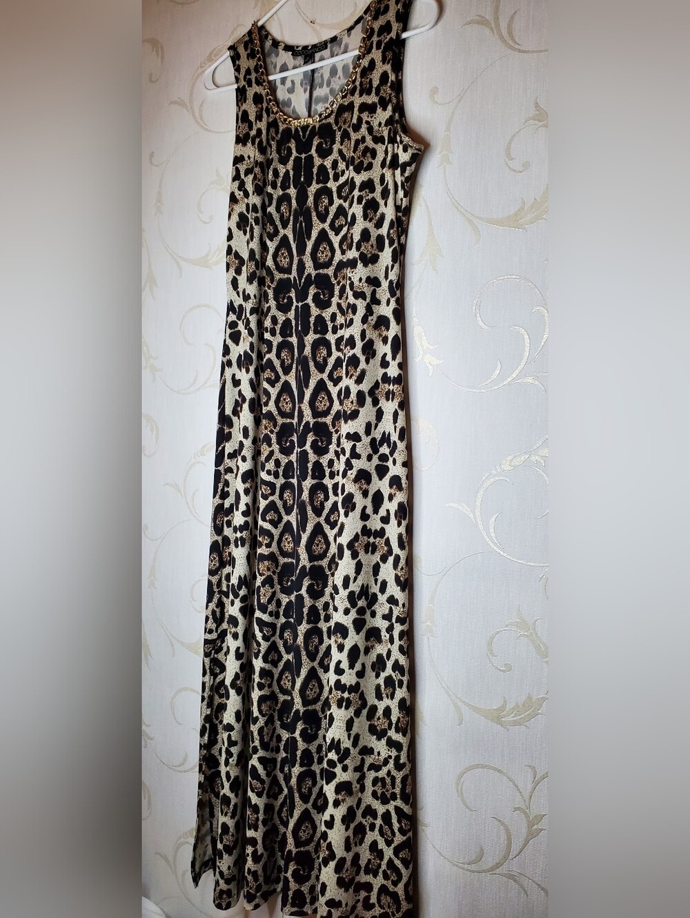CocoBlanco Stretchy Leopard Maxi Dress LARGE